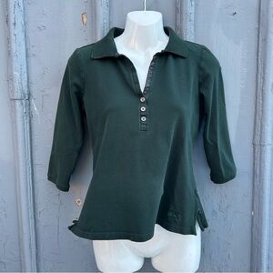 Burberry Green 3/4 Sleeve Polo, size M (fits small),